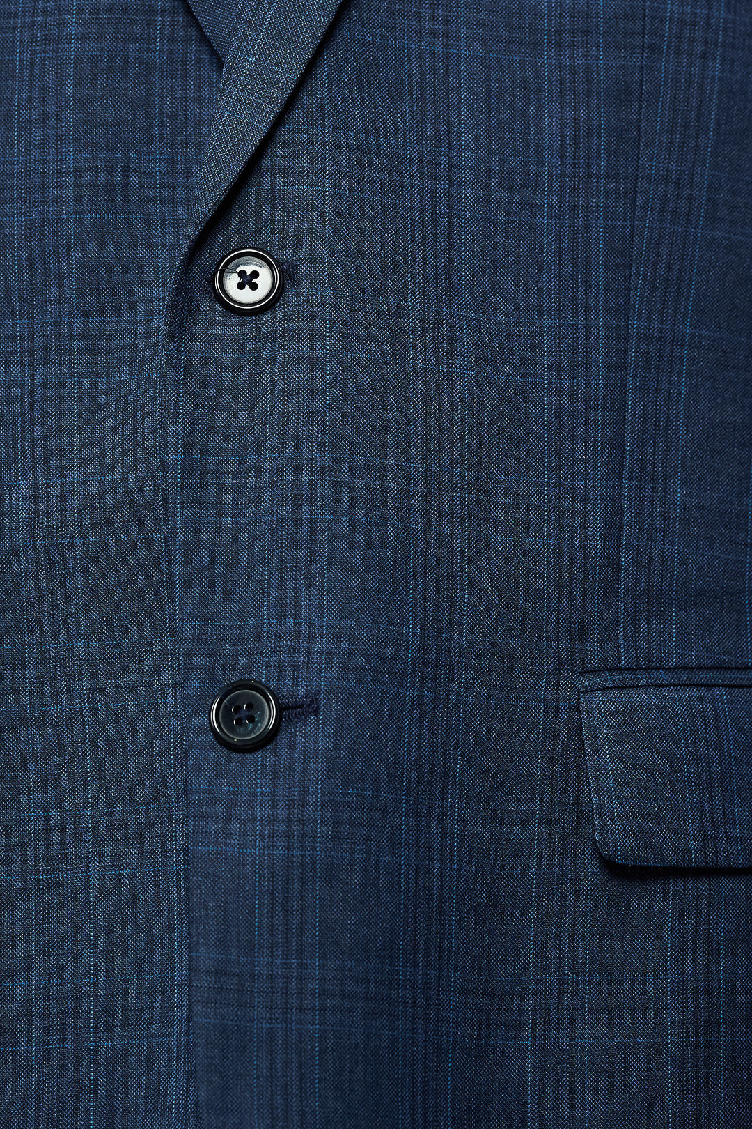 Check Navy Blue Wool Suit