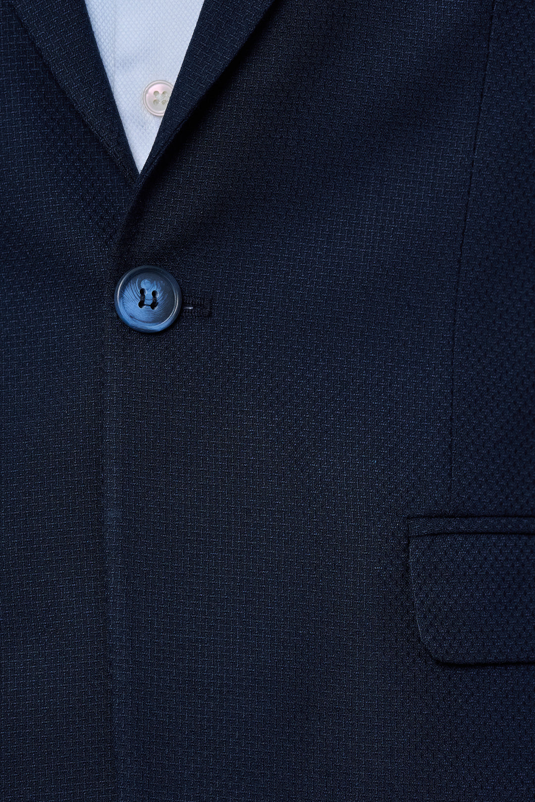 Navy Blue Piqué Patterned Suit