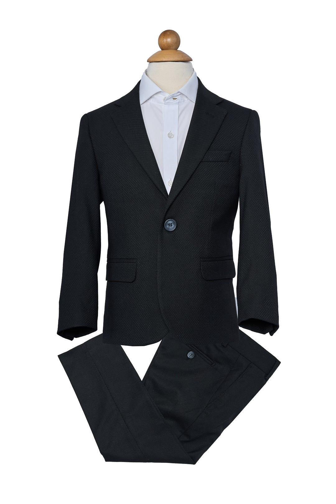 Piqué Patterned Black Suit