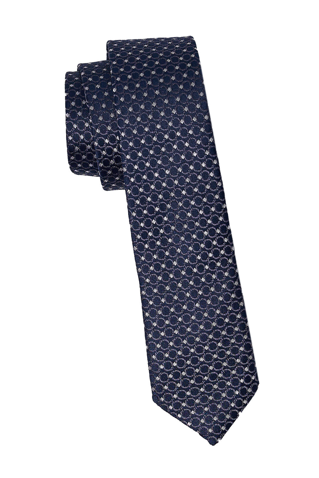 Navy & Silver Print Tie