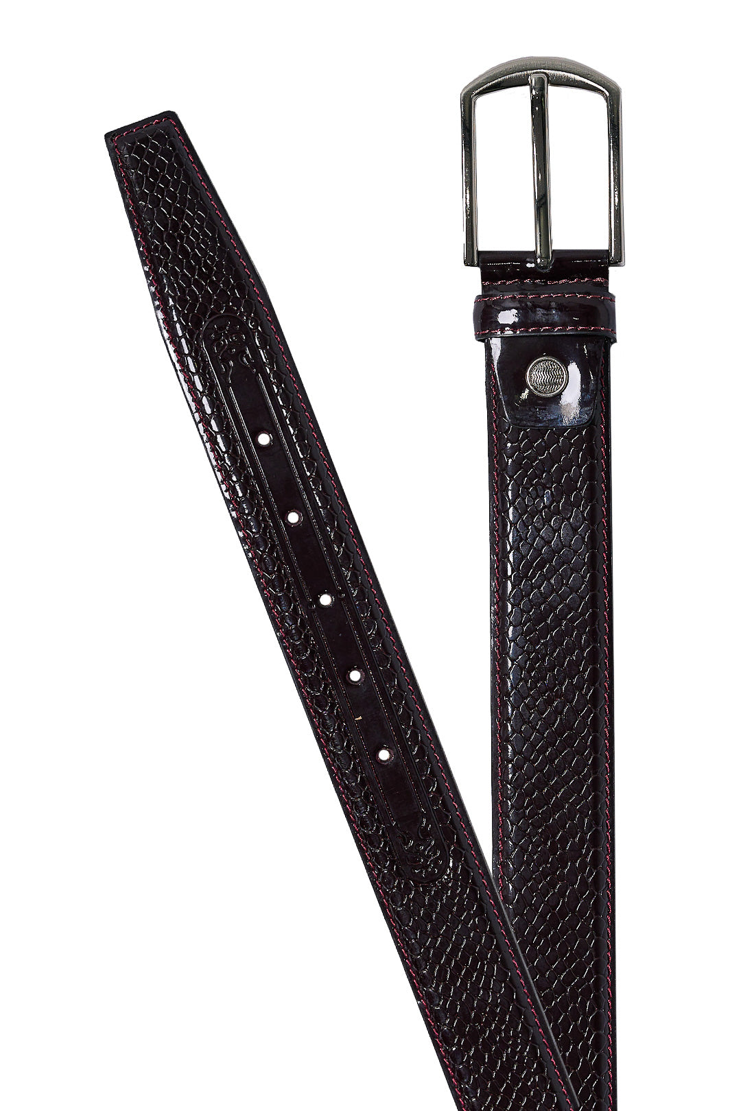 Burgandy Croc Skin Leather Belt