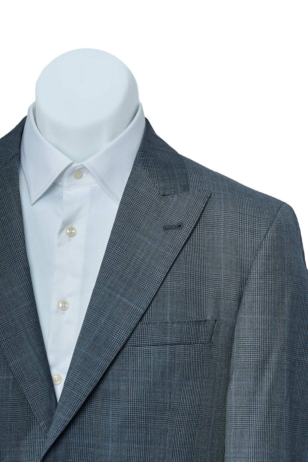 Gray & Blue Square Patterned Wool Suit