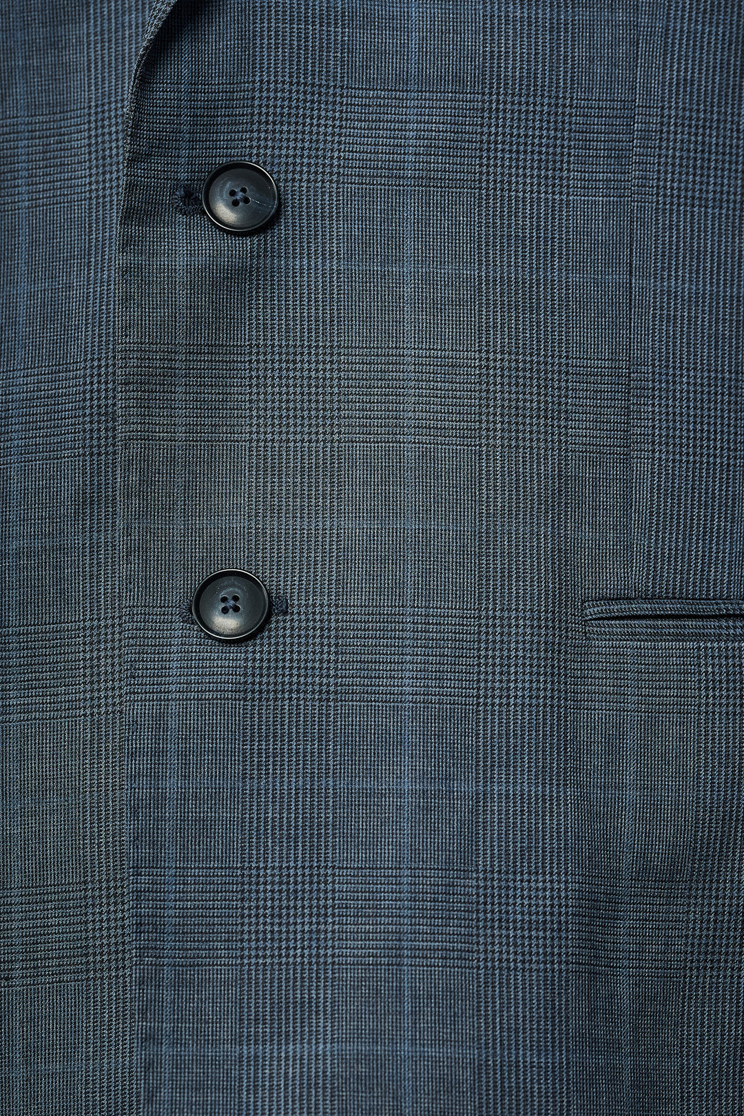 Gray & Blue Square Patterned Wool Suit