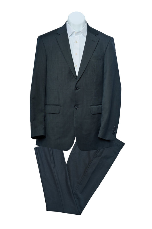 Gray Patterned Plain Wool Suit