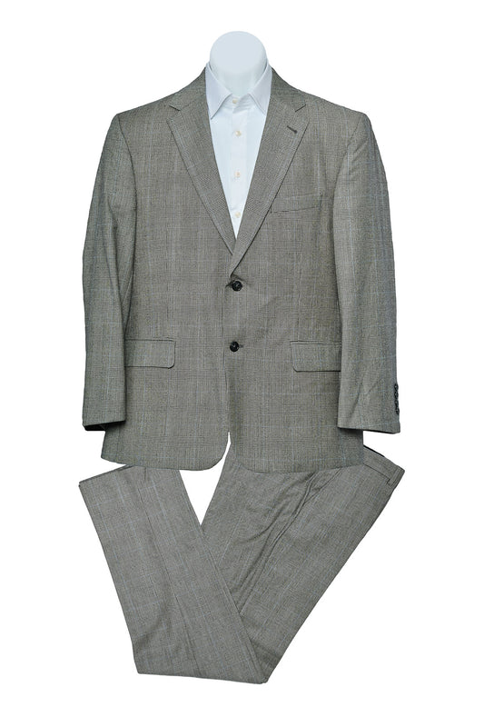 Beige Check Wool Suit