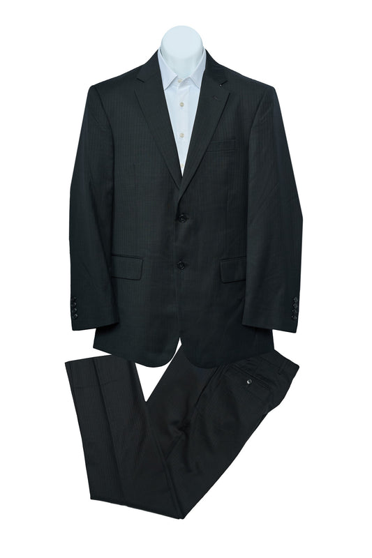 Black Pinstripe Wool Suit