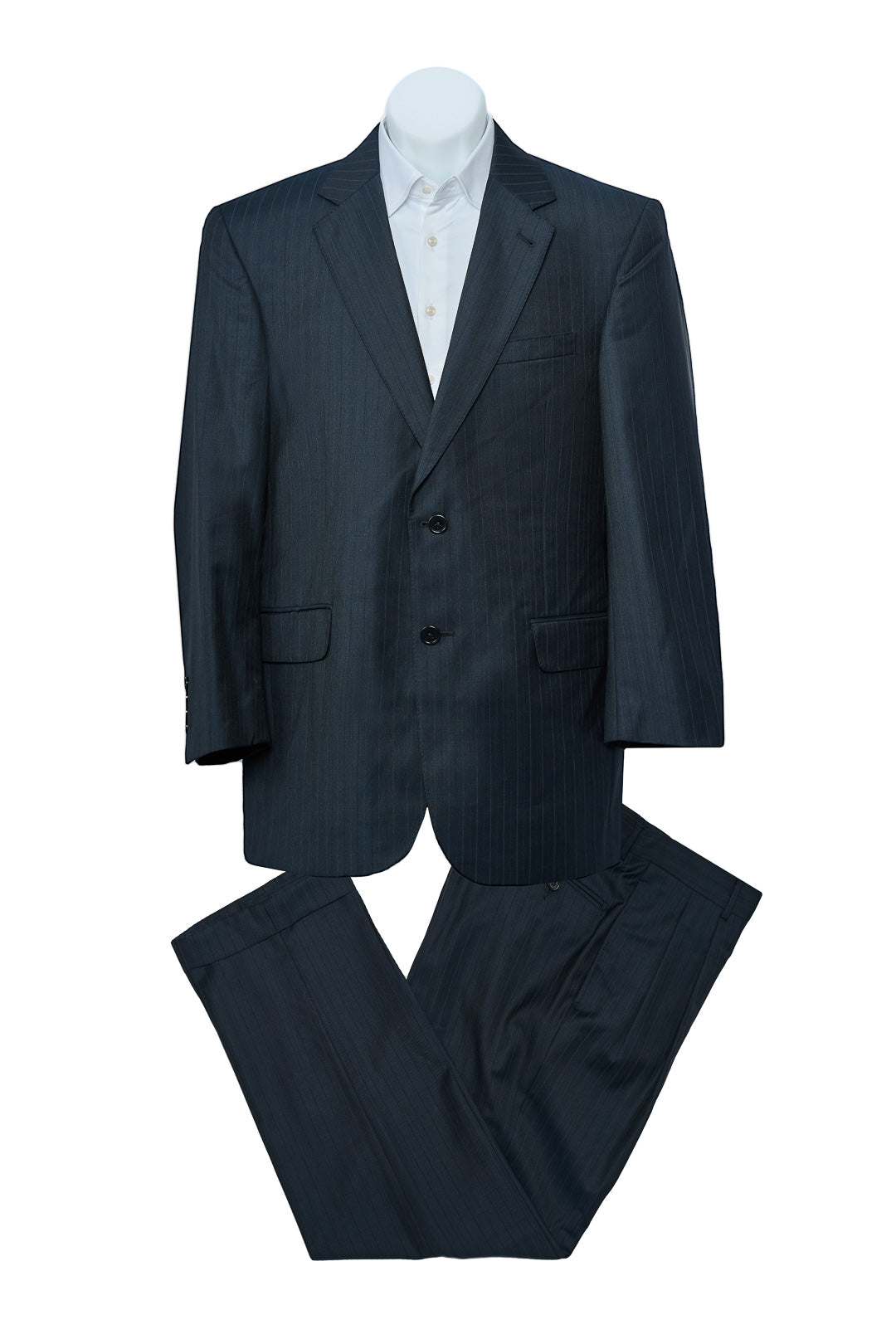 Navy Pinstripe Wool Suit