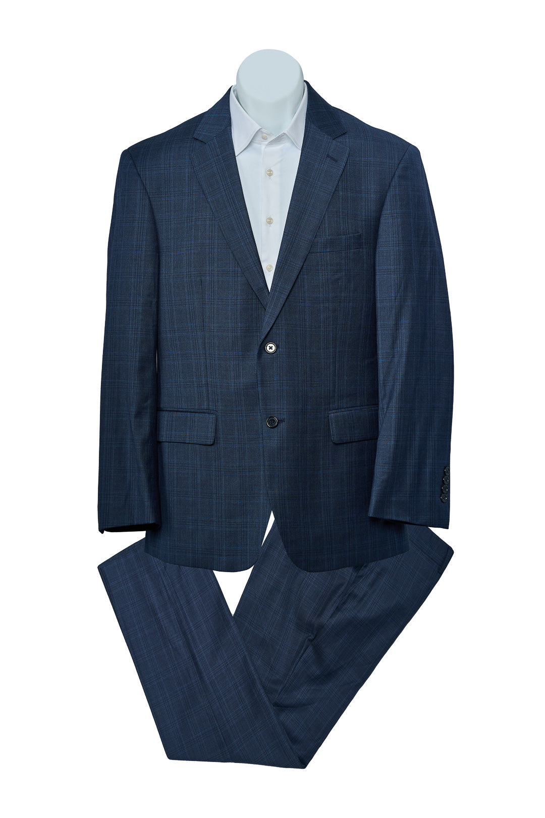 Check Navy Blue Wool Suit
