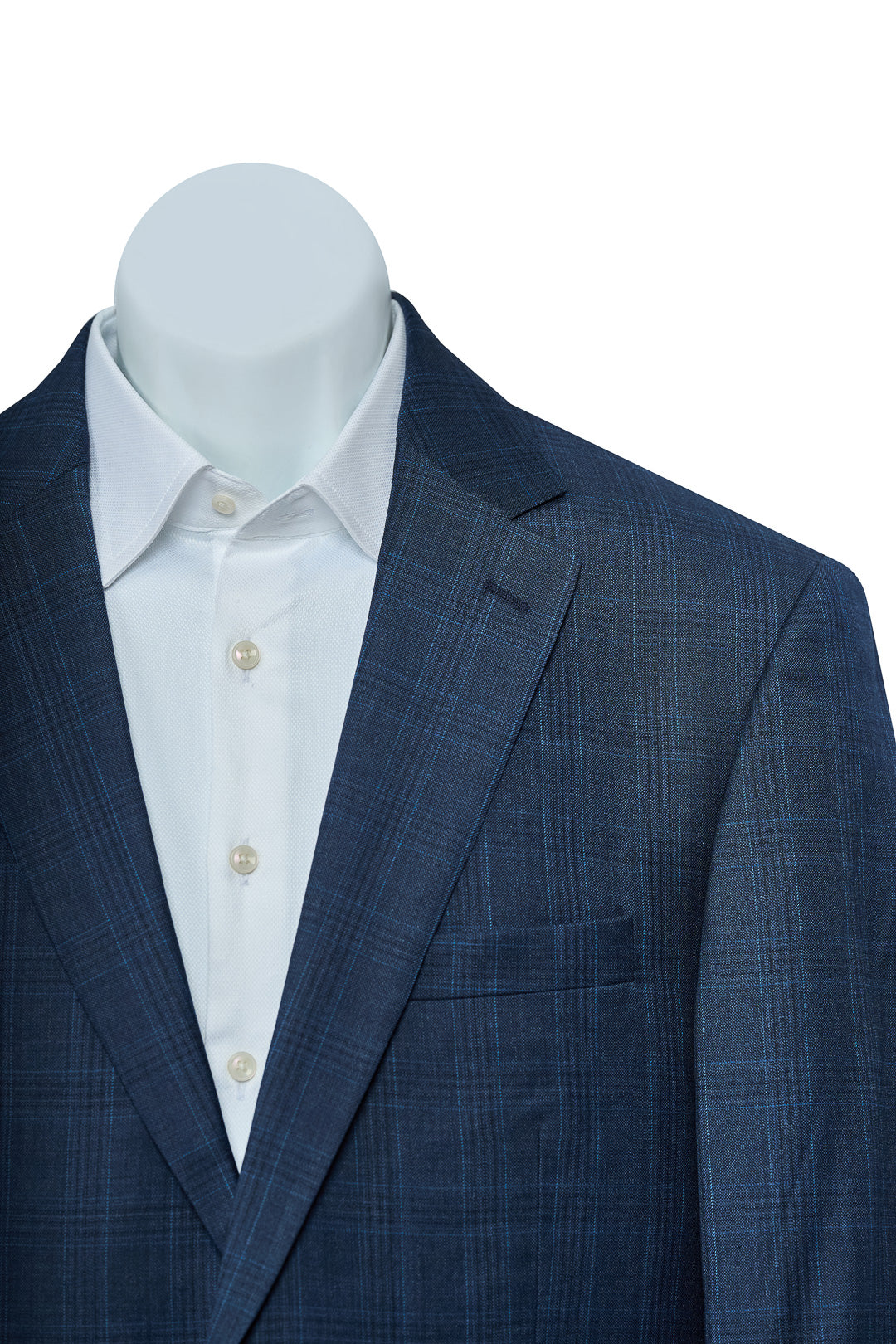 Check Navy Blue Wool Suit