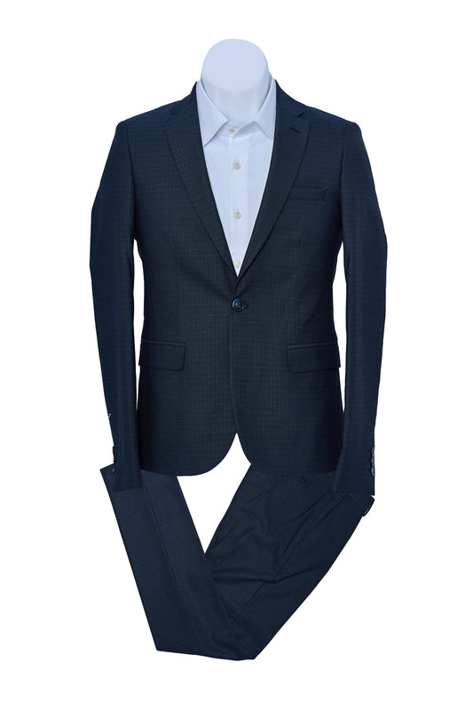 Navy Check Patterned Suit
