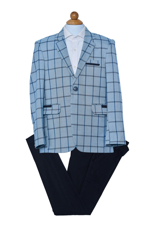 Turquoise Check Sport Jacket & Pant Set