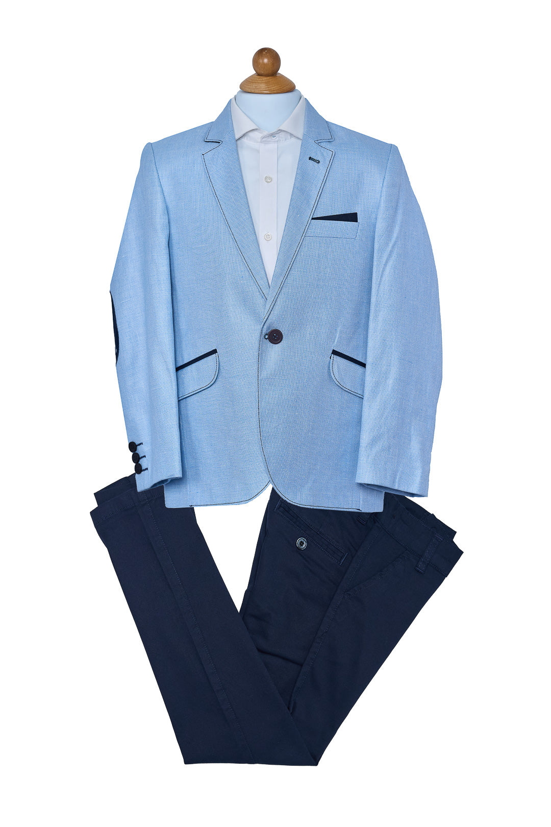 Light Blue Linen Sport Jacket & Pant Set
