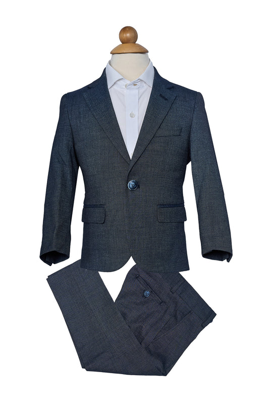 Navy Denim Textured Suit