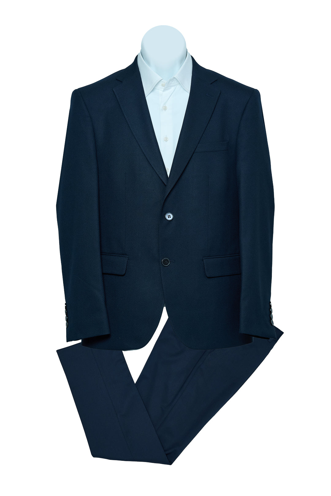 NEW Navy Blue Piqué Patterned Suit