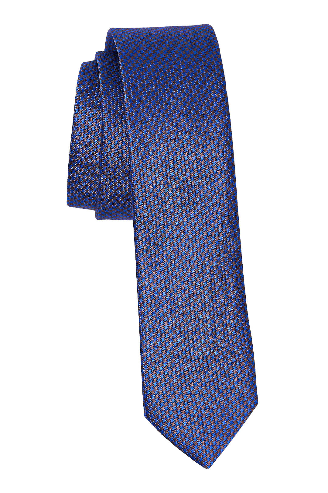 Embroidered Blue & Brown Tie