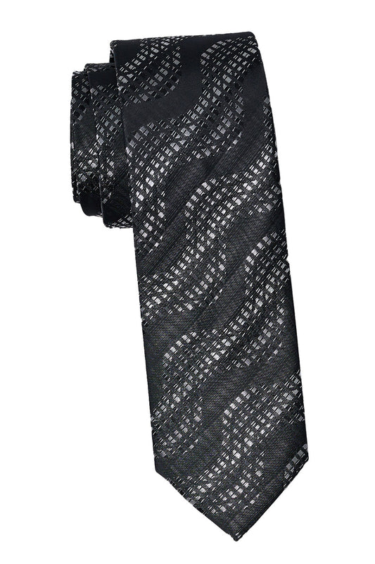 Black Waves Patterned Tie