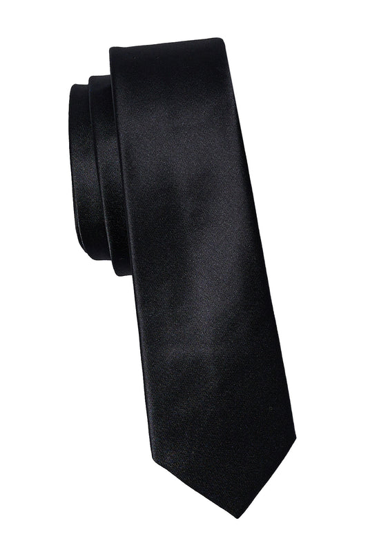 Plain Black Silk Tie